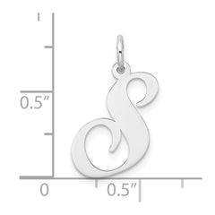 Sterling Silver Rhodium-plated Fancy Script Letter S Initial Charm - 3