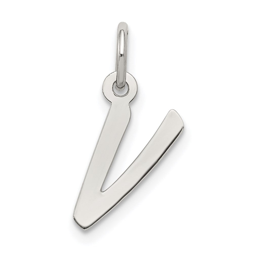 Sterling Silver Rhodium-plated Letter V Initial Charm - 2