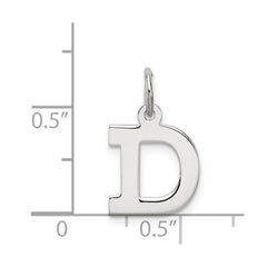 Sterling Silver Rhodium-plated Block Letter D Initial Charm - 2