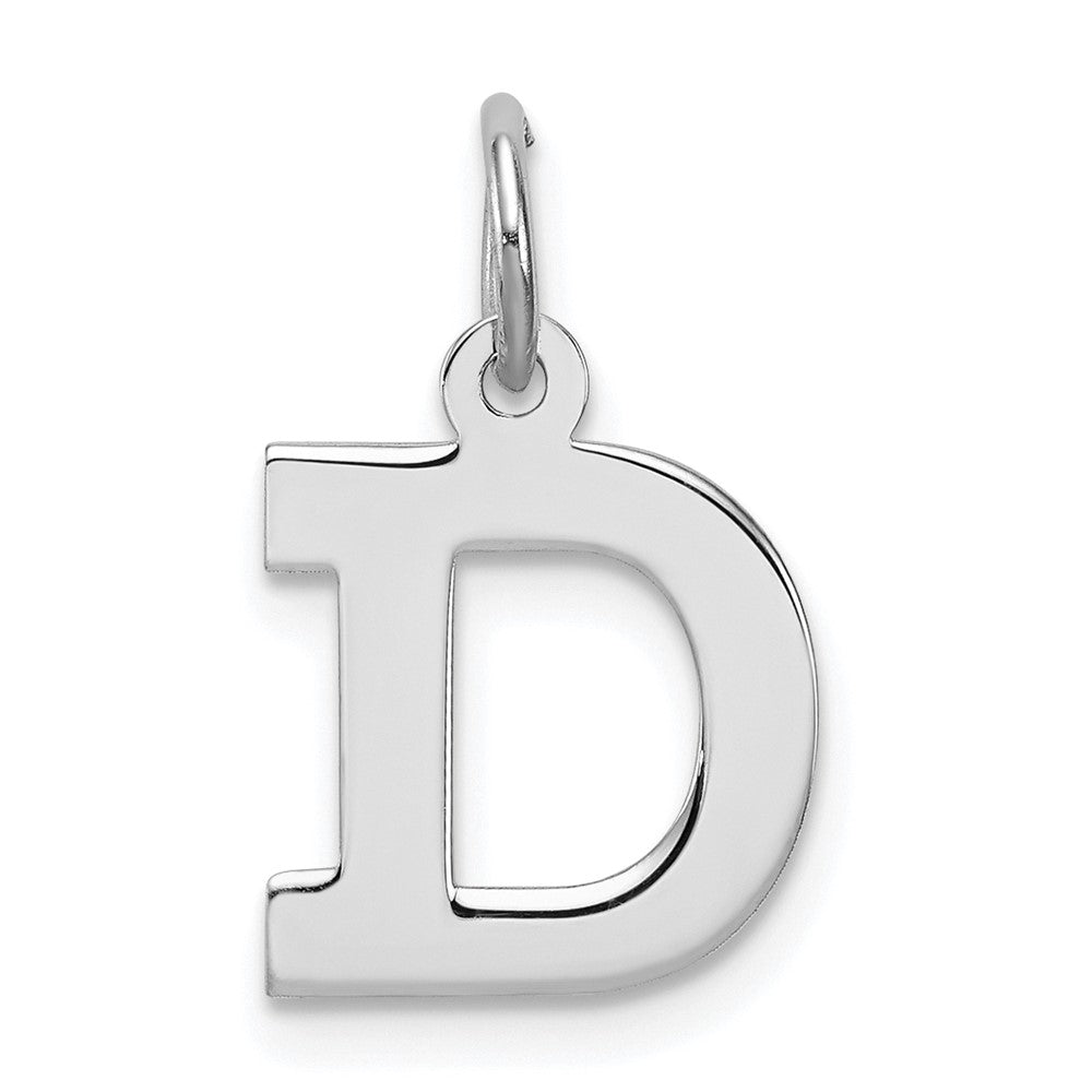 Sterling Silver Rhodium-plated Block Letter D Initial Charm - 2
