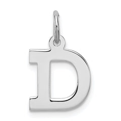 Sterling Silver Rhodium-plated Block Letter D Initial Charm - 2