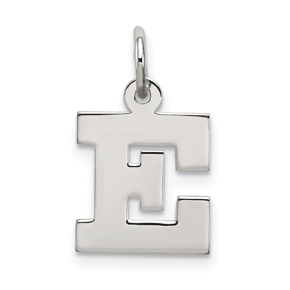 Sterling Silver Rhodium-plated Block Letter E Initial Charm - 2