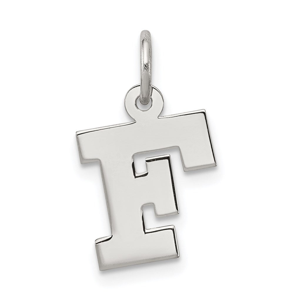 Sterling Silver Rhodium-plated Block Letter F Initial Charm - 2