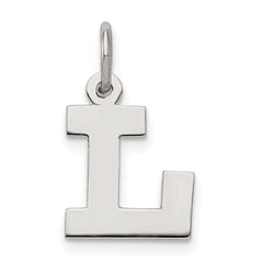 Sterling Silver Rhodium-plated Block Letter L Initial Charm - 2