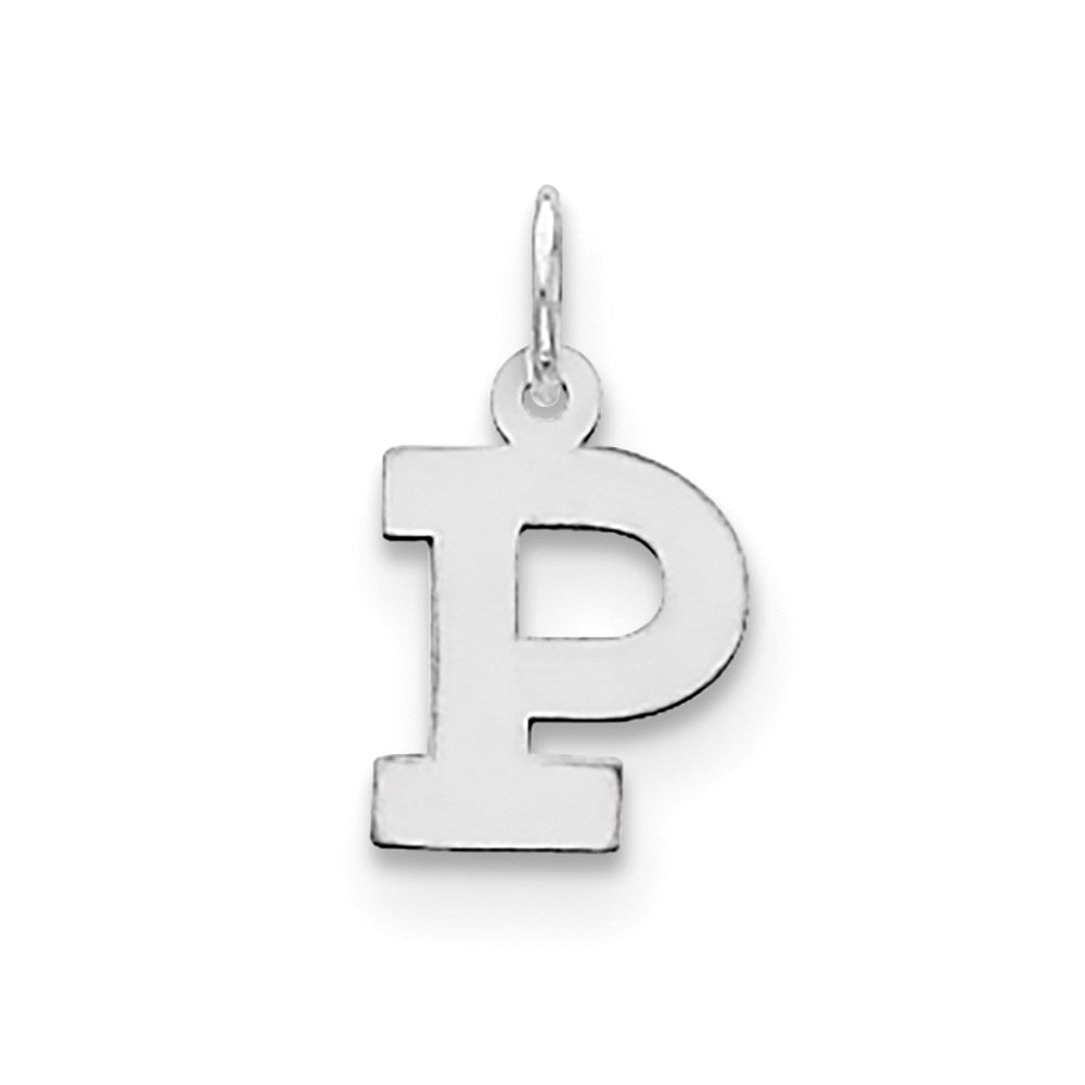 Sterling Silver Rhodium-plated Block Letter P Initial Charm - 2