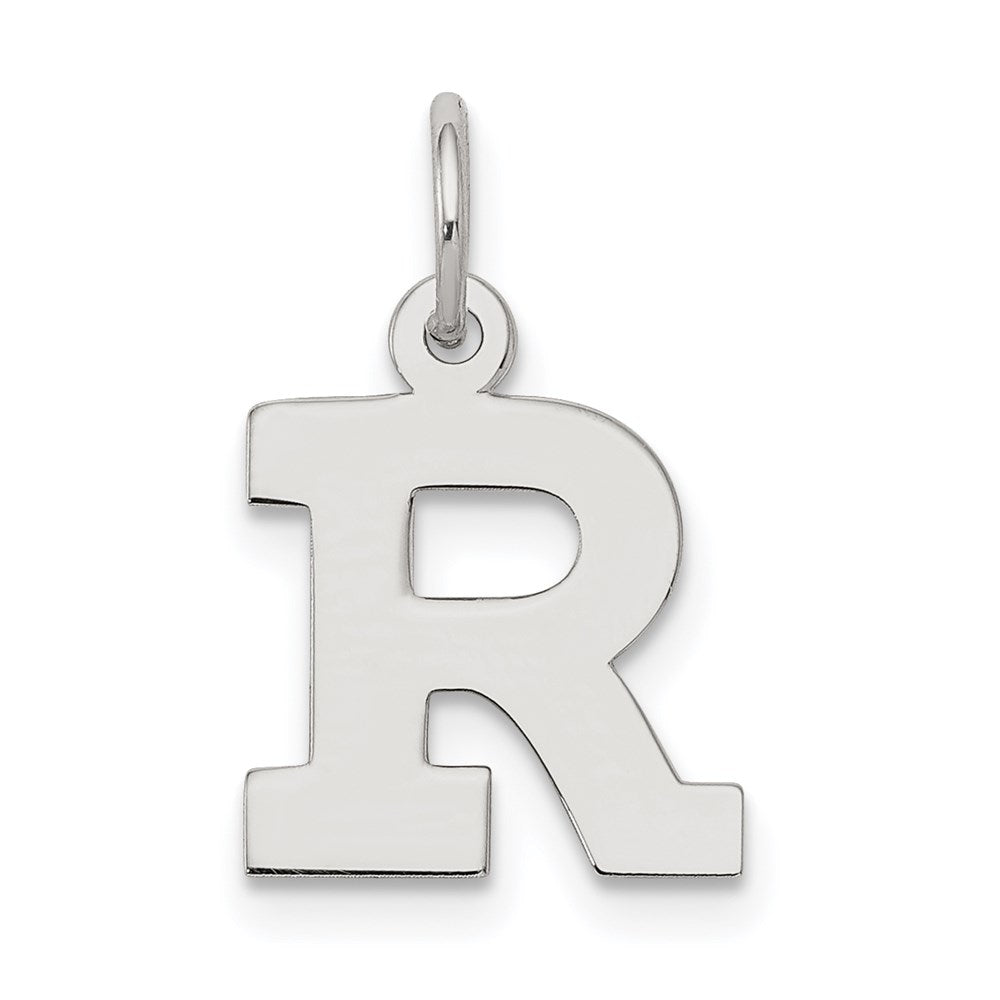 Sterling Silver Rhodium-plated Block Letter R Initial Charm - 2