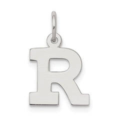 Sterling Silver Rhodium-plated Block Letter R Initial Charm - 2