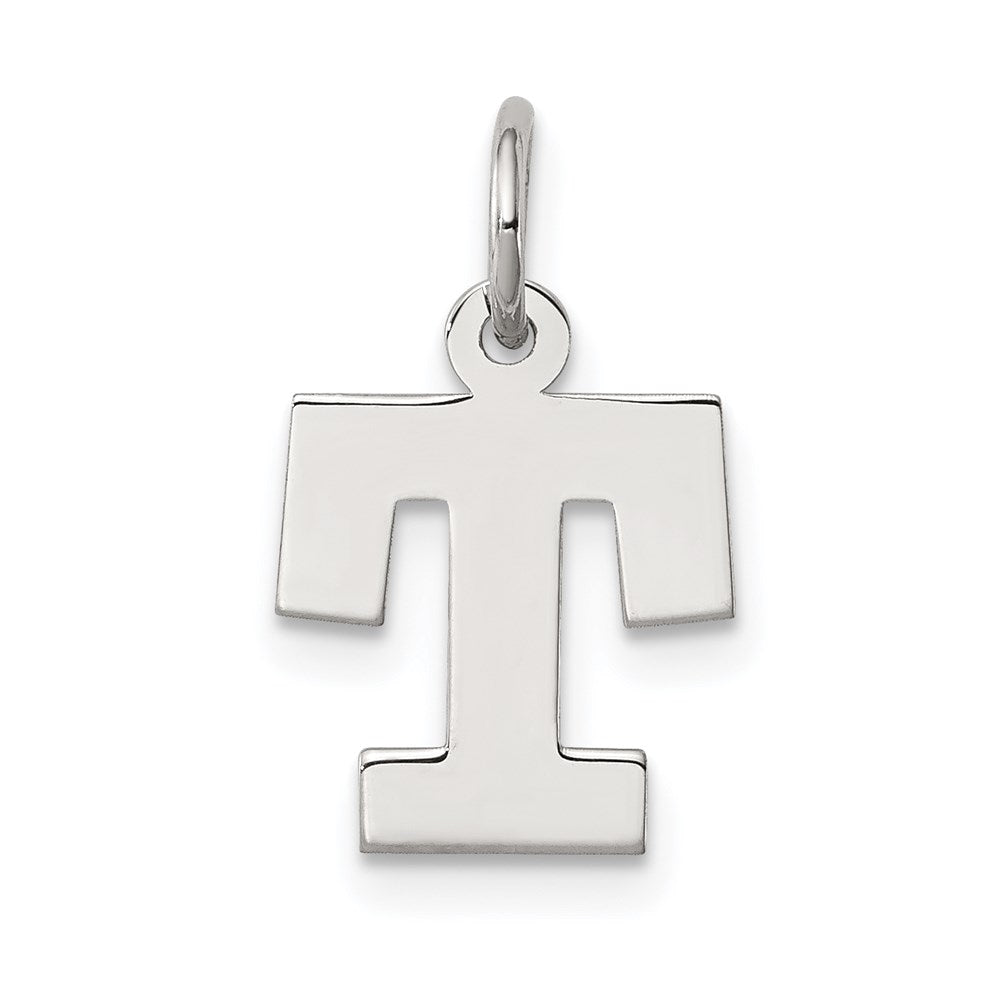 Sterling Silver Rhodium-plated Block Letter T Initial Charm - 2