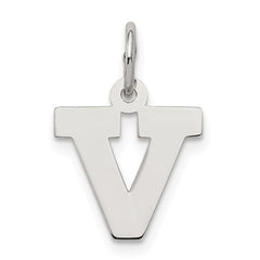 Sterling Silver Rhodium-plated Block Letter U Initial Charm - 2