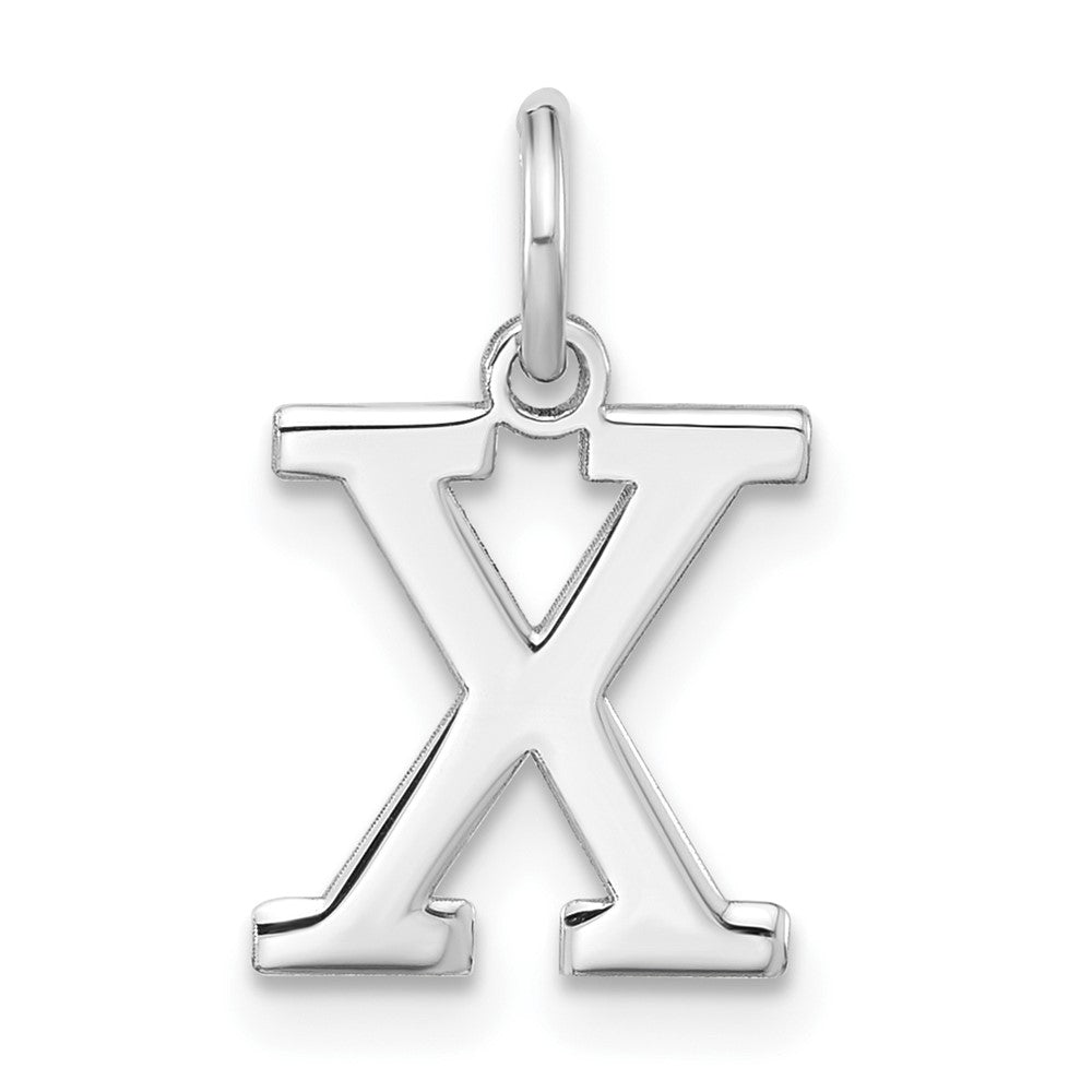Sterling Silver Rhodium-plated Block Letter X Initial Charm - 2