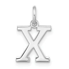 Sterling Silver Rhodium-plated Block Letter X Initial Charm - 2