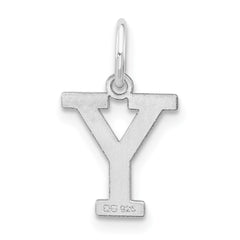 Sterling Silver Rhodium-plated Block Letter Y Initial Charm - 2