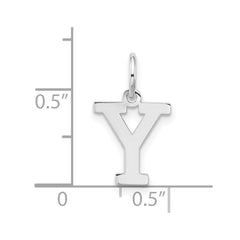 Sterling Silver Rhodium-plated Block Letter Y Initial Charm - 2