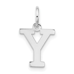 Sterling Silver Rhodium-plated Block Letter Y Initial Charm - 2