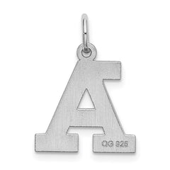 Sterling Silver Rhodium-plated Block Letter A Initial Charm - 2