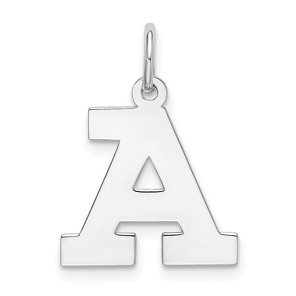 Sterling Silver Rhodium-plated Block Letter A Initial Charm - 2
