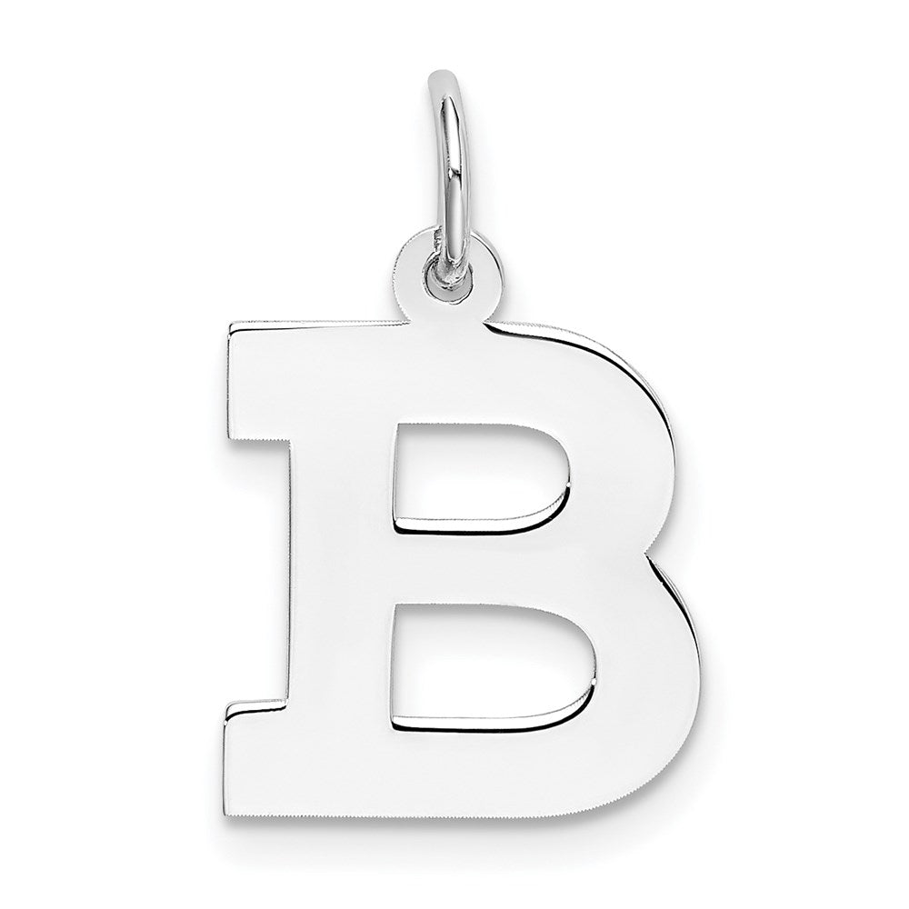 Sterling Silver Rhodium-plated Block Letter B Initial Charm - 2