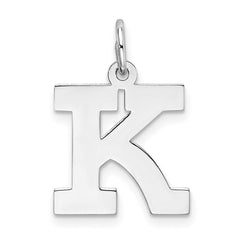 Sterling Silver Rhodium-plated Block Letter K Initial Charm - 2