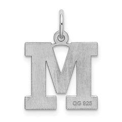 Sterling Silver Rhodium-plated Block Letter M Initial Charm - 2