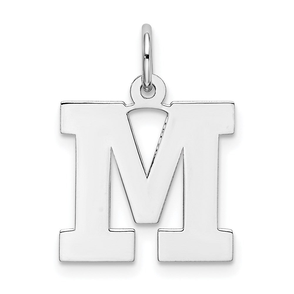 Sterling Silver Rhodium-plated Block Letter M Initial Charm - 2
