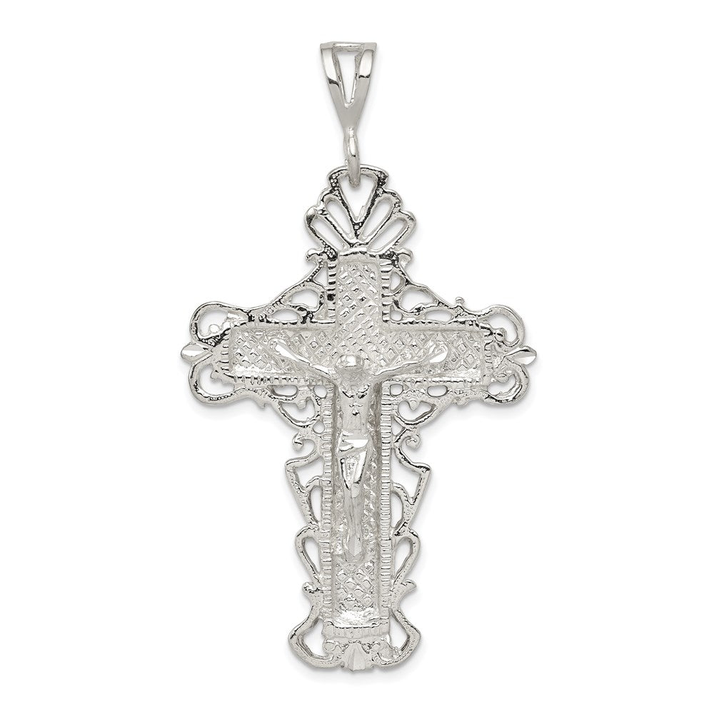 Sterling Silver Diamond-Cut Crucifix Pendant - 3