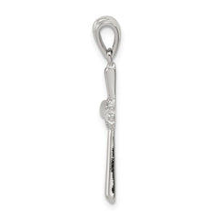 Sterling Silver Rhodium-plated CZ Cross Pendant - 25