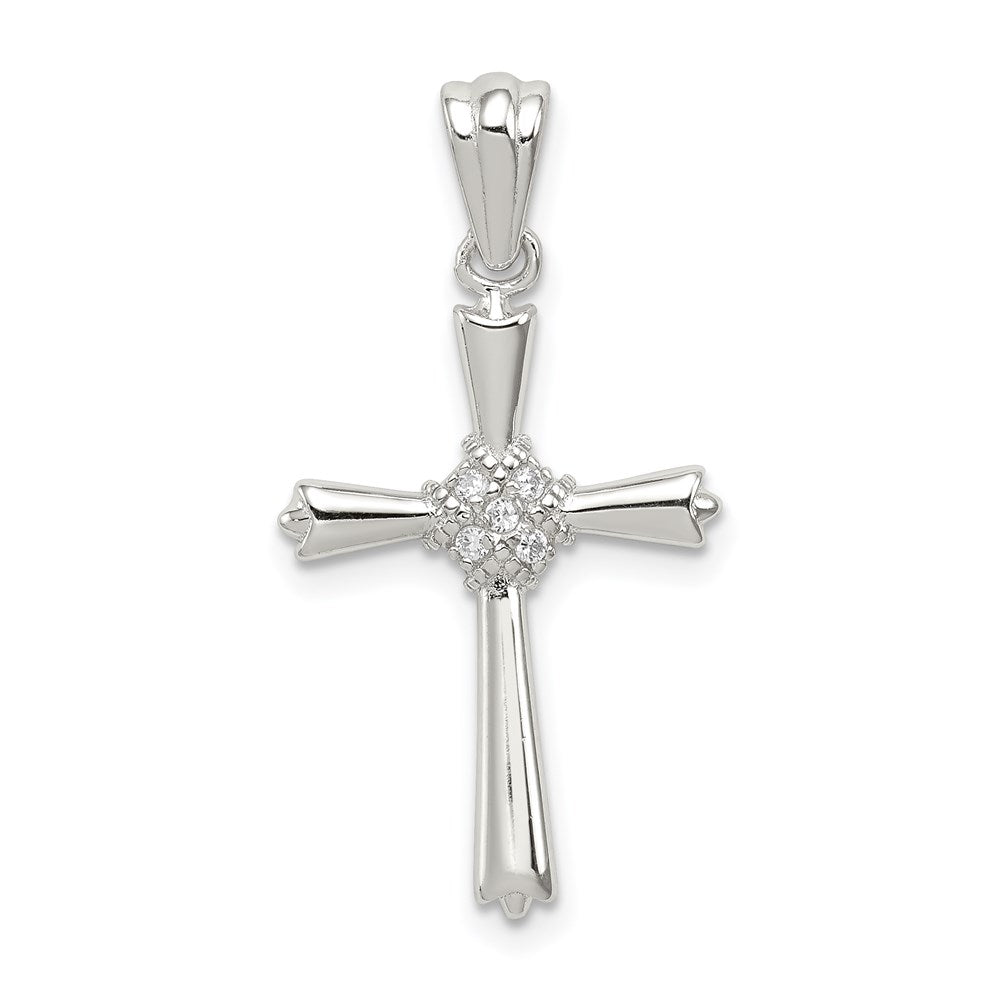 Sterling Silver Rhodium-plated CZ Cross Pendant - 25