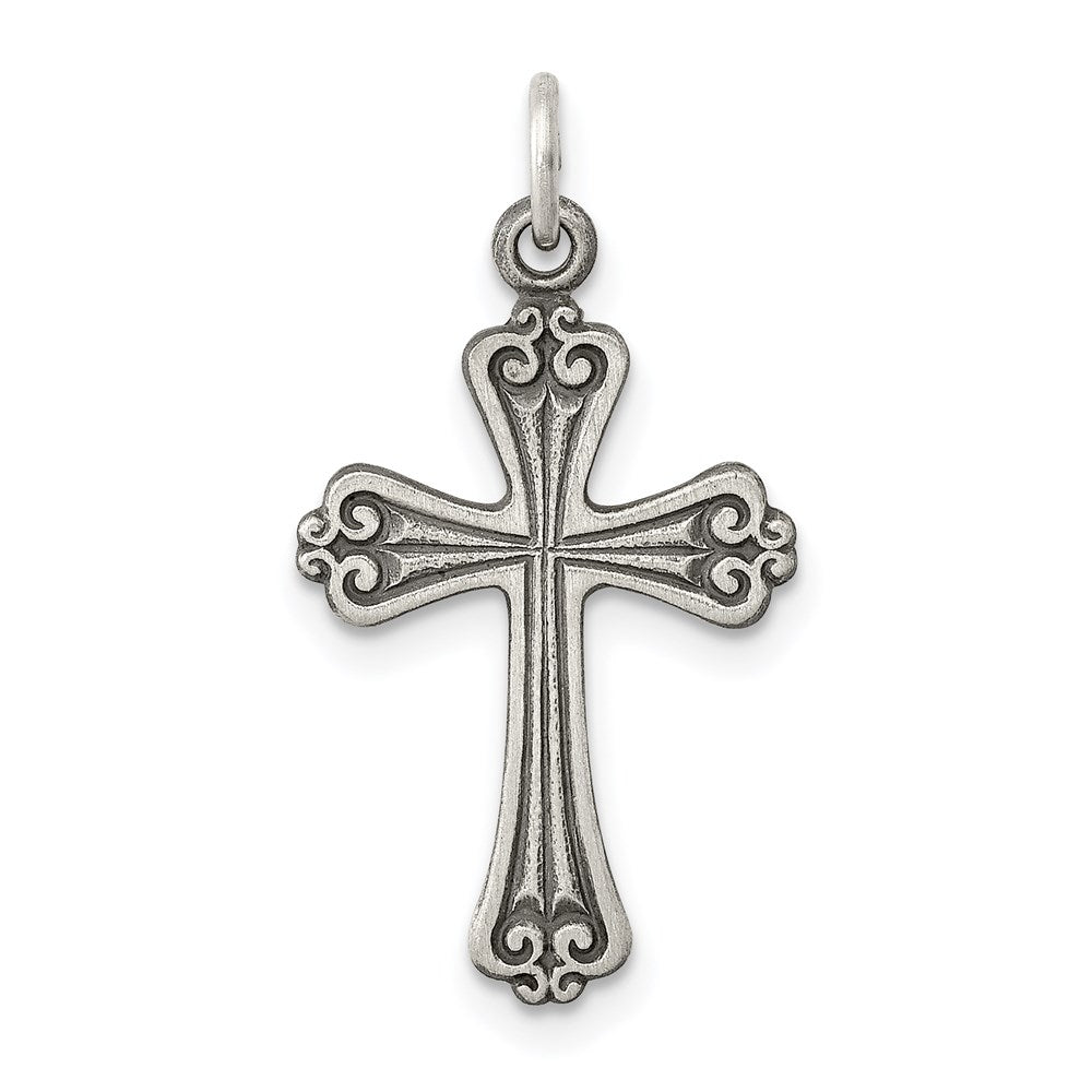 Sterling Silver Antiqued Cross Charm - 9