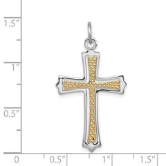 Sterling Silver Platinum-plated & Gold-plated Cross Pendant - 2