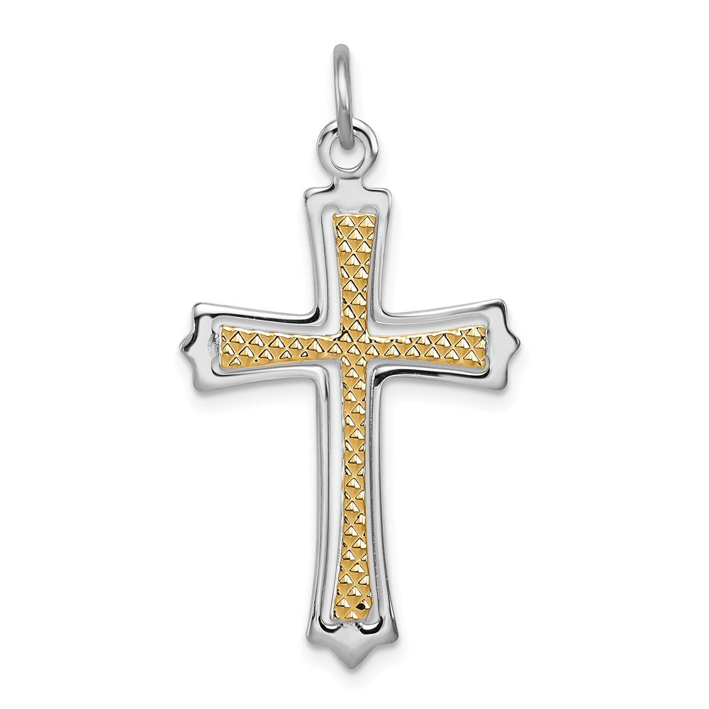 Sterling Silver Platinum-plated & Gold-plated Cross Pendant - 2