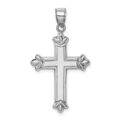 Sterling Silver Rhodium-plated Fleur-de-lis Cross Pendant - 2