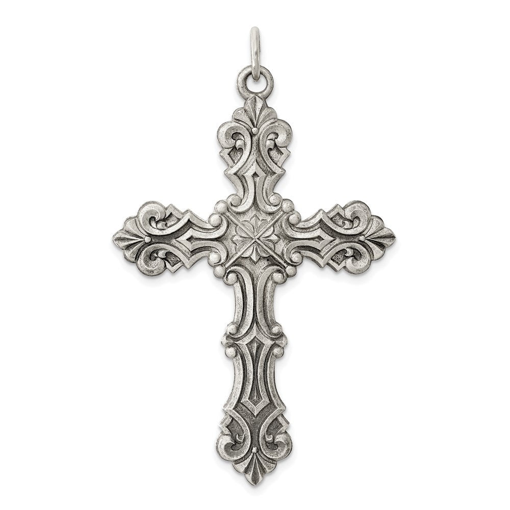 Sterling Silver Antiqued Cross Pendant - 18