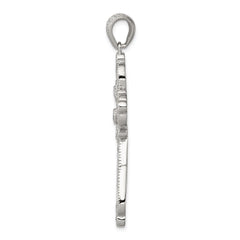 Sterling Silver Rhodium-plated CZ Filigree Cross Pendant