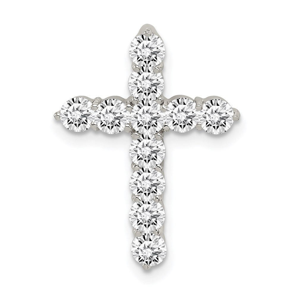 Sterling Silver Rhodium-plated CZ Cross Pendant - 2