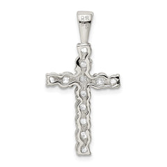 Sterling Silver Rhodium-plated CZ Latin Cross Pendant - 4