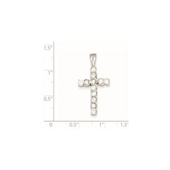 Sterling Silver Rhodium-plated CZ Latin Cross Pendant - 4