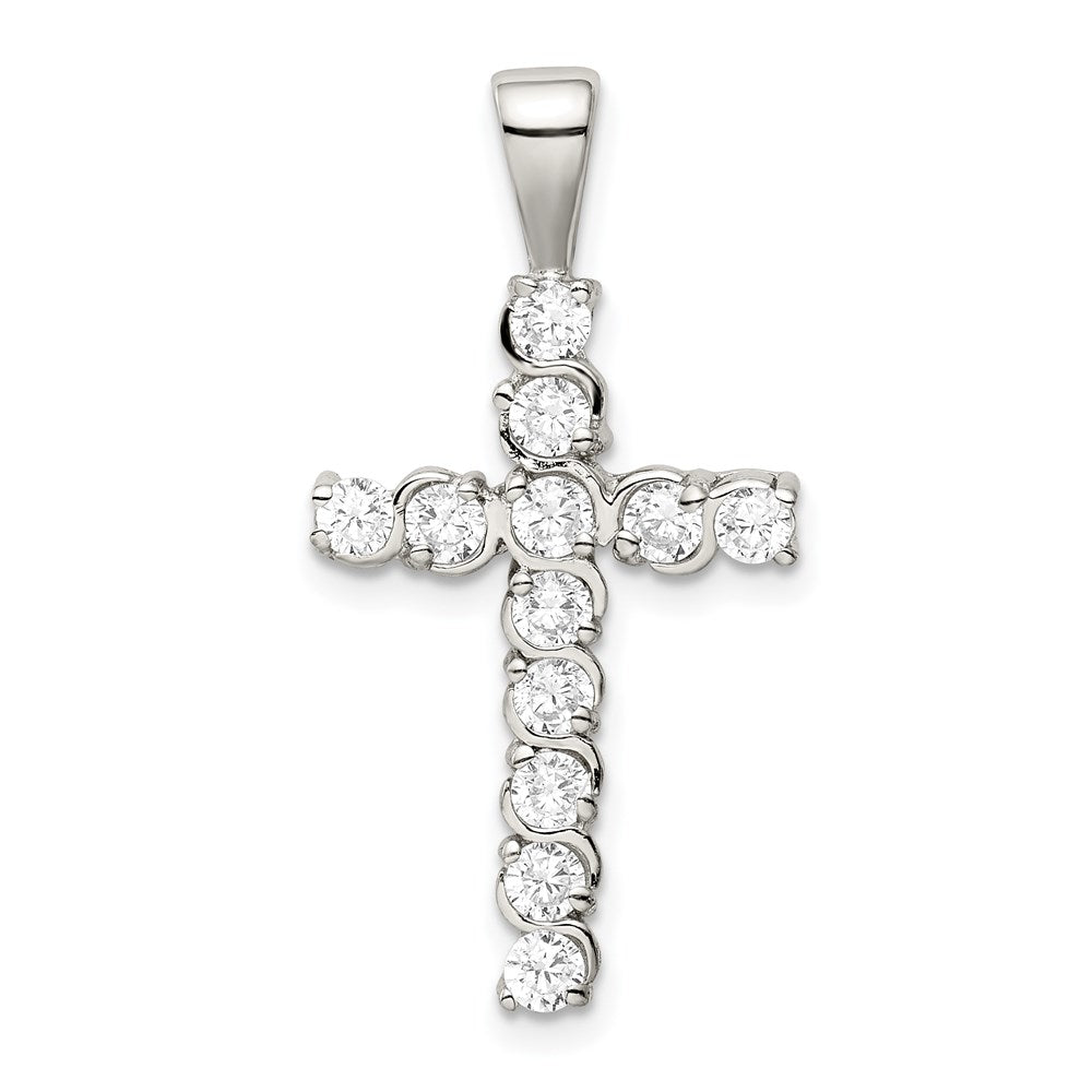 Sterling Silver Rhodium-plated CZ Latin Cross Pendant - 4