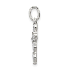 Sterling Silver Rhodium-plated CZ Cross Charm