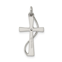 Sterling Silver Rhodium-plated CZ Cross Pendant - 3
