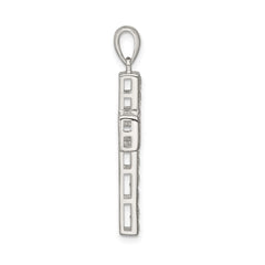 Sterling Silver Rhodium-plated CZ Latin Cross Pendant - 2