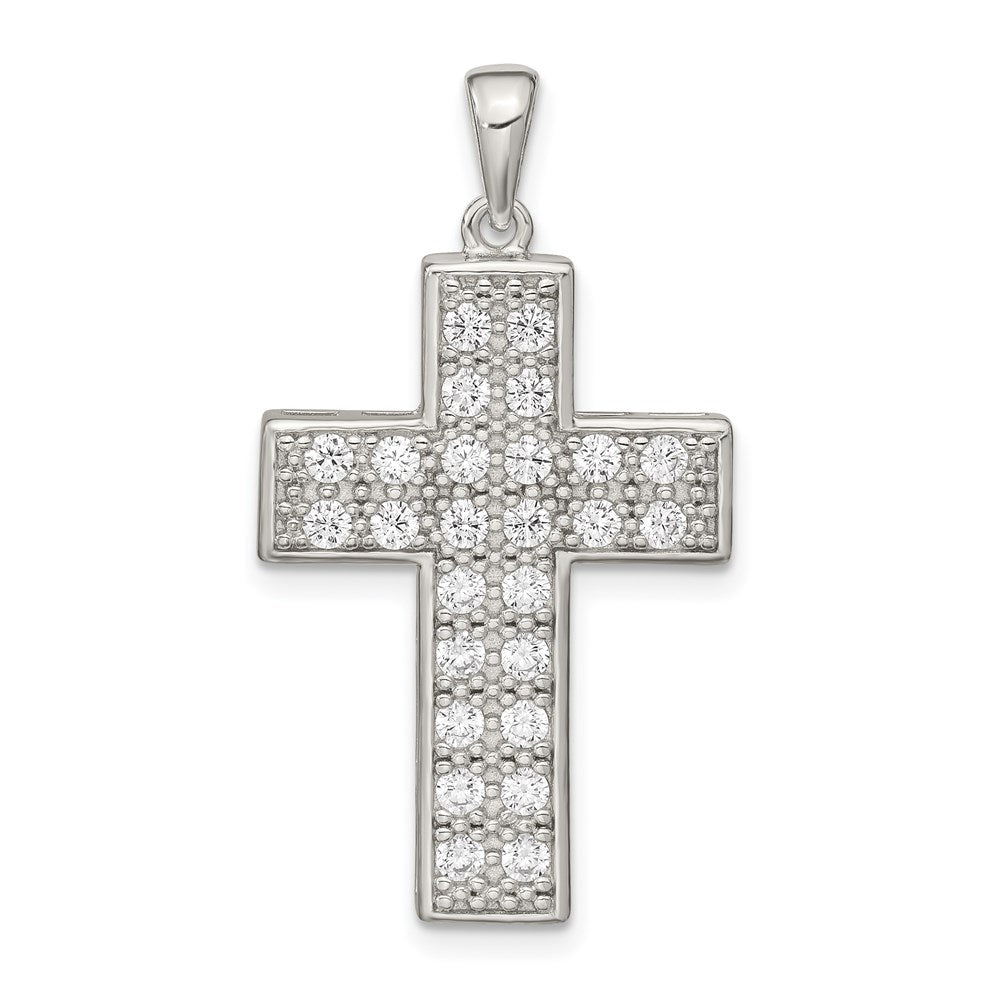 Sterling Silver Rhodium-plated CZ Latin Cross Pendant - 2