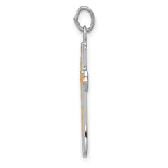 Sterling Silver Platinum-plated & 18k Gold-plated Cross Charm