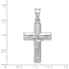 Sterling Silver Rhodium-plated Hollow Latin Crucifix Pendant - 2