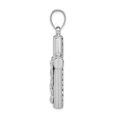 Sterling Silver Rhodium-plated Hollow Latin Crucifix Pendant - 3