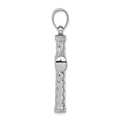 Sterling Silver Rhodium-plated Hollow Latin Cross Pendant - 2