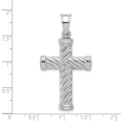 Sterling Silver Rhodium-plated Hollow Latin Cross Pendant - 2