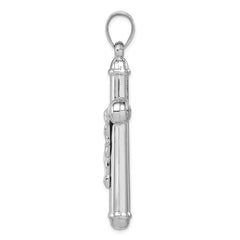 Sterling Silver Rhodium-plated Reversible Crucifix Pendant