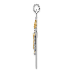 Sterling Silver Platinum-plated & 18k Gold-plated Crucifix Pendant - 3