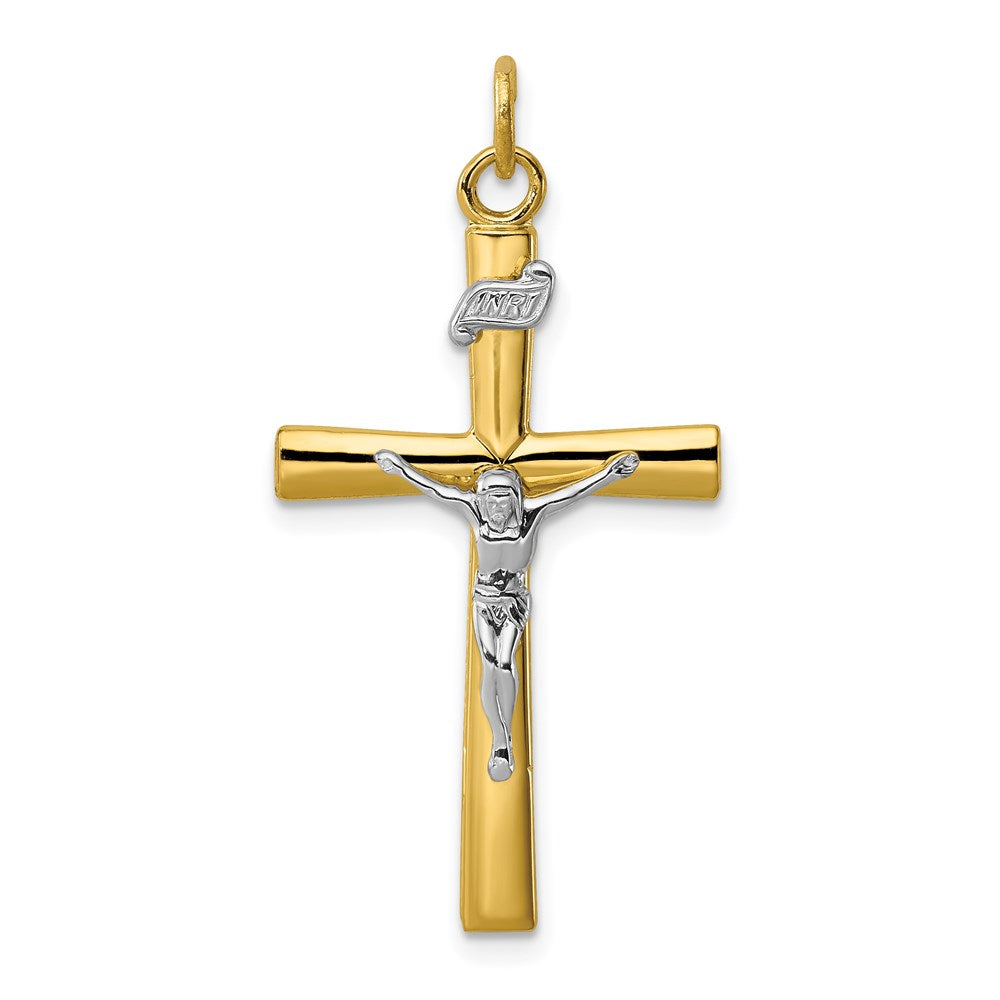 Sterling Silver Platinum-plated & 18k Gold-plated Crucifix Pendant - 2