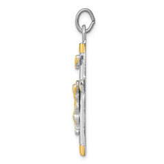 Sterling Silver Platinum-plated & 18k Gold-plated Crucifix Pendant - 4